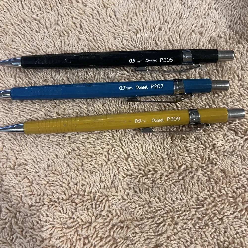Vintage Pentel Mechanical Drafting Pencils Lot P205 P207 P209 And Leads